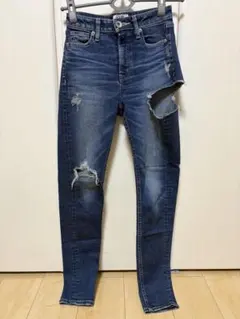 GYDA スキニーデニム ダメージ加工 インディゴブルーのサムネイル