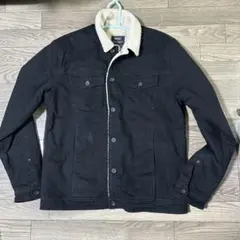 『美品』　WESC ボアデニムジャッケット　ブラック　裏起毛　防寒　黒