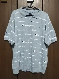 Champion チャンピオン 総柄 ポロシャツ グレー XL