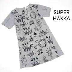 SUPER HAKKA スーパーハッカ 花柄 刺繍 半袖 ワンピース ストライプ