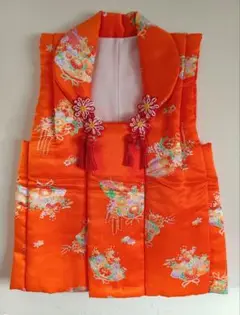 [訳あり］オレンジ花柄被布着