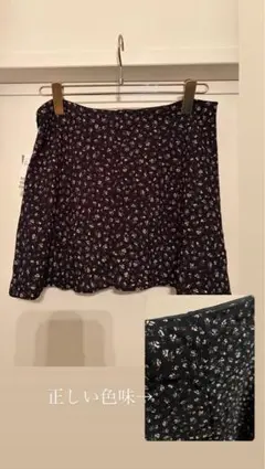 小花柄ミニスカート ブラック