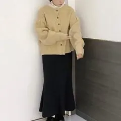 〇LOWRYSFARM〇 前後2way イエロー ニットカーディガン