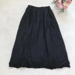 ピンクアドベ ロングスカート フレア シンプル カジュアル 無地 ベーシック 黒のサムネイル