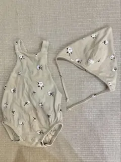 organic zoo コットンフラワー サロペット ボンネット 6-12m