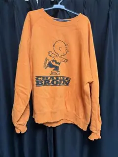 PEANUTS チャーリーブラウン スウェット オレンジ XL