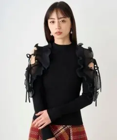 SNIDEL プリーツフリルドッキングニットプルオーバー
