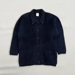 古着 襟付き シンプル モード ニットカーディガン ブラック