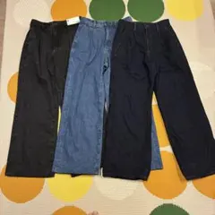 【ket.mam 様専用ページ】GU デニムタックトラウザー ブルーSサイズ