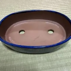 Bonsai flower pot 青釉 盆栽植木鉢 陶器　長径18.5cm