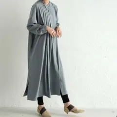 美品✨paterntorso アンティカ　タックプリーツシャツワンピース　ブルー