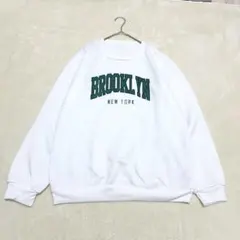 nt182 裏起毛長袖トレーナー メンズS プリント スウェット 白 プリント