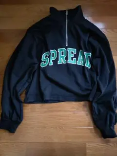 ハーフジップ スウェット SPREADロゴ ブラック