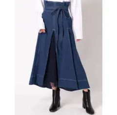 マーキュリーデュオ プリーツ切り替えデニムマーメイドスカート ベージュ