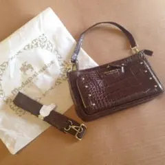 新品 牛革 型押し 2way バッグ 本物 革 レザー クロコダイル ポシェット