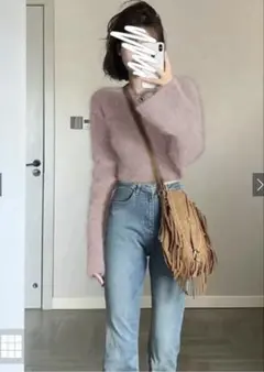 GRL シャギーニット 長袖 ピンク