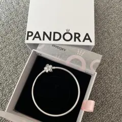 Pandora フラワーモチーフ バングル ブレスレット シルバー - メルカリ
