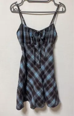 SHEIN チェック柄　キャミワンピース　ブルー　ブラウン　Mサイズ