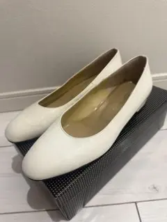 ホワイト シューズ 24.5cm EEE ウエディングに　パンプス