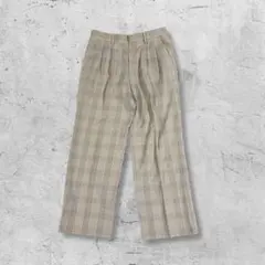 グレンチェック ワイドストレート スラックス レトロ モード シティボーイ 古着