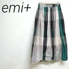 emi+ チェック柄フレアスカート　裏地 フリーサイズ　☆2898