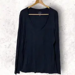 OLD NAVYブラックVネック長袖カットソー大きいサイズ シンプル ゆったりのサムネイル