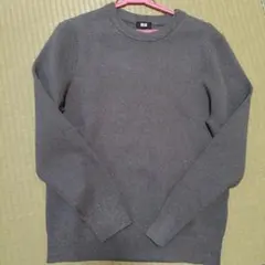 ユニクロUNIQLOミラノリブウオッシャブルクルーネックセーターグレー