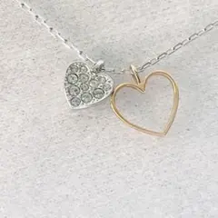 【美品】 スワロフスキー ネックレス レディース デュオハート ペンダント