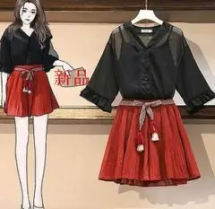 大きいサイズ レディース 　トップス　スカート　３点セットC