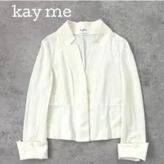 【洗濯可能】ケイミー ストレッチ ノーカラージャケット ボレロ オフ白 M