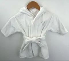 美品 ジェラートピケ バスローブ 90cm パイル地　ホワイト　刺繍