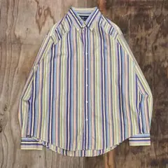 ラルフローレン 90s マルチストライプ 長袖 ビッグサイズ シャツ 古着