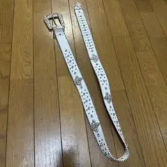 ストーン付き　ホワイトベルト　男女兼用