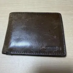 【中古現状品】FOSSIL 二つ折り財布 ブラウン レザー