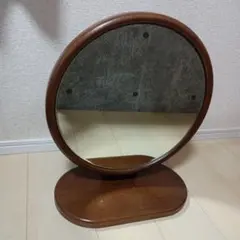 希少　昭和レトロ　ナラ材 木製フレーム 大塚化学 OTSUKA 鏡 卓上ミラー