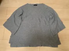 WORLD スマートピンク　ニット　グレー　七部袖　42 手洗い可