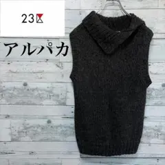 ☆アルパカ混☆23区　タートルネックノースリーブニット　チャコールグレー　38