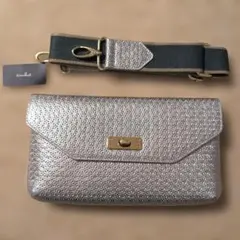 アビステ メッシュショルダーバッグ ベージュ×ゴールド ※保存袋付 