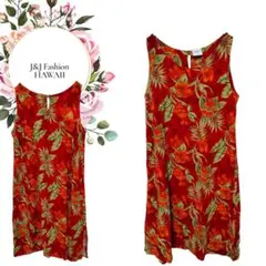 【J&JFashionHAWAII】 ノースリーブロングワンピースボタニカル柄L