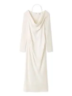 SNIDELドレープバックサテンロングワンピース