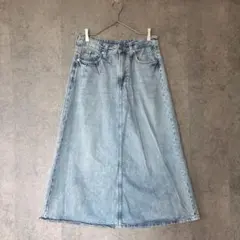 H&M デニムロングスカート S(L相当)大人ニュアンス Aライン ブリーチのサムネイル