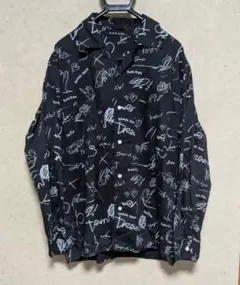 niko and... ☆ 総柄長袖シャツ 英字 ブラック L ④