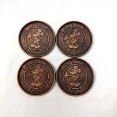 【希少】ミッキーマウス コースター 4枚 アメリカディズニー　金属製