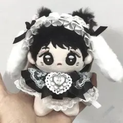 ぬいぐるみ服 10センチ 新品未使用　うさ耳　レース　白黒　リボン ハロウィン