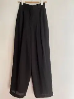 ブラック ワイドパンツ プリーツ付きビジネスフォーマル