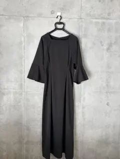 callautia ブラックフレア袖ロングドレス