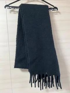 黒いフリース風マフラー サイズ10 フリンジ付き