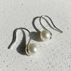 【洗練】淡水パール ニュアンス フックピアス シルバー S925　艶 清楚