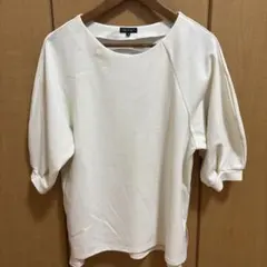 インディヴィ　オフオワイト七分袖カットソー38