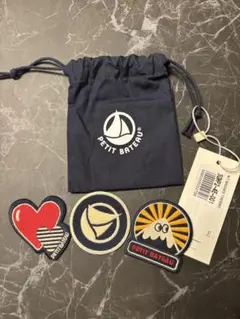 新品未使用　プチバトー　ワッペンセット（3種）　巾着付き